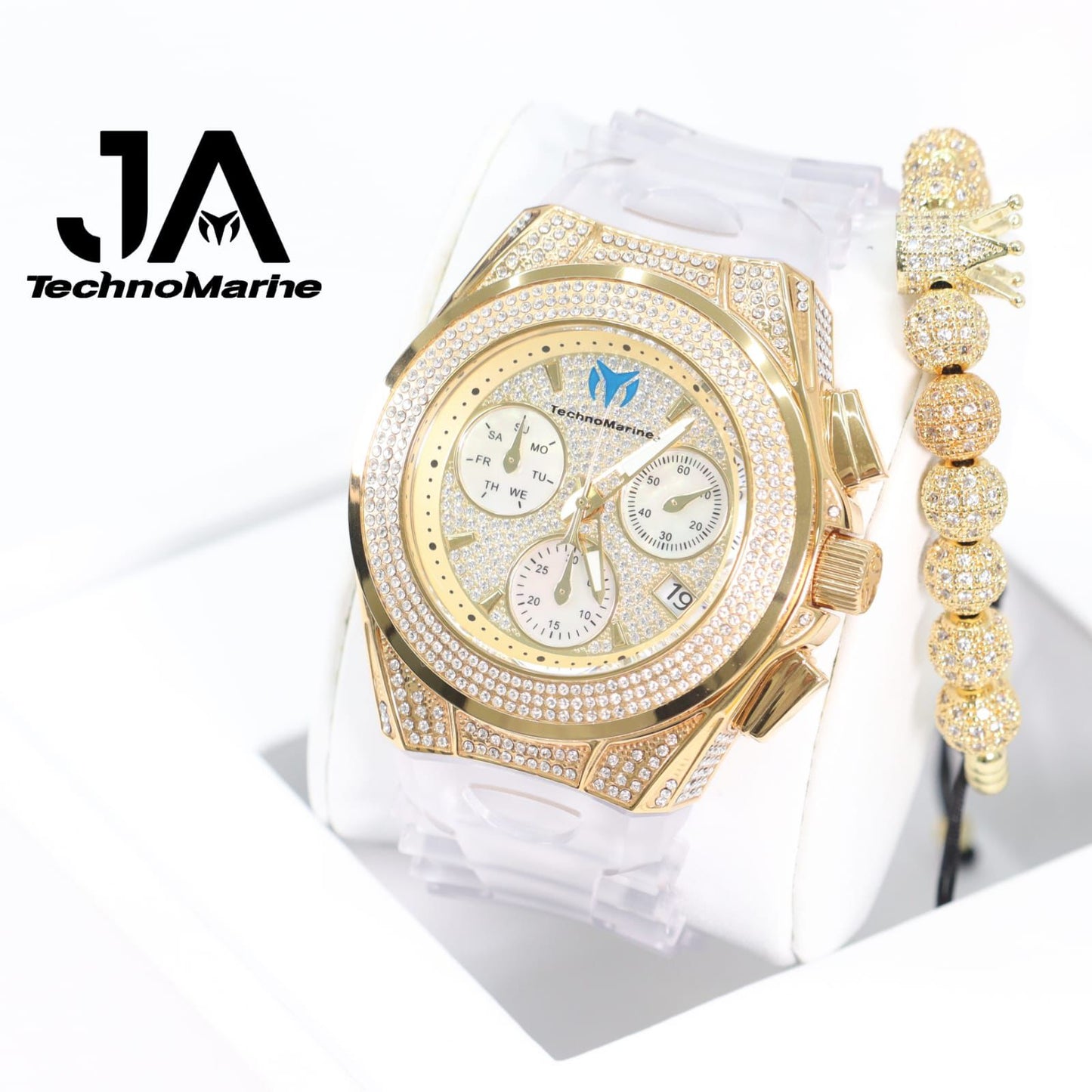 Technomarine (Pave) Cruise Collection Maquina Suiza Color Oro Una Pulsera Gratis