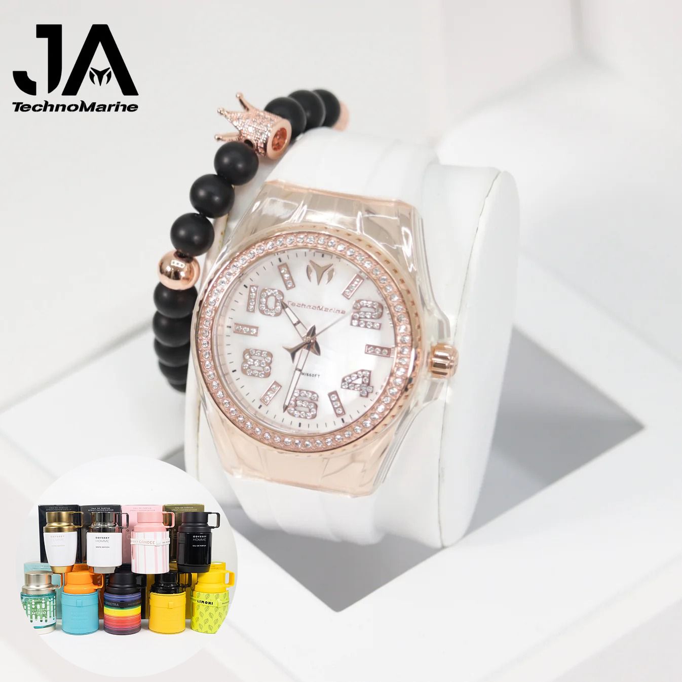 TechnoMarine Cruise Monogram Men's Watch - 47.8mm, Rose Gold + Una Pulsera + Perfume Adicional