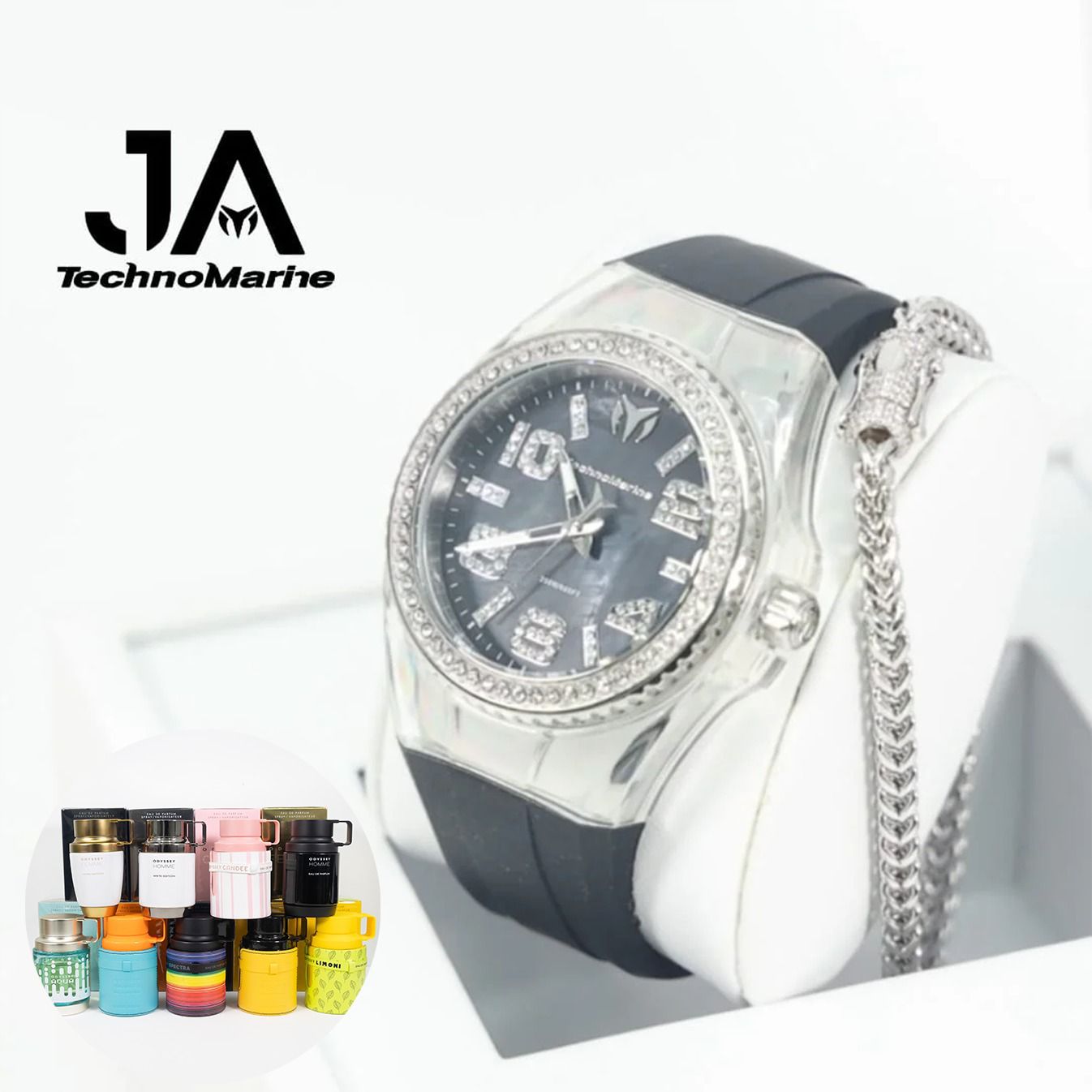 TechnoMarine Cruise Monogram Men's Watch - 47.8mm, Silver + Una Pulsera + Perfume Adicional