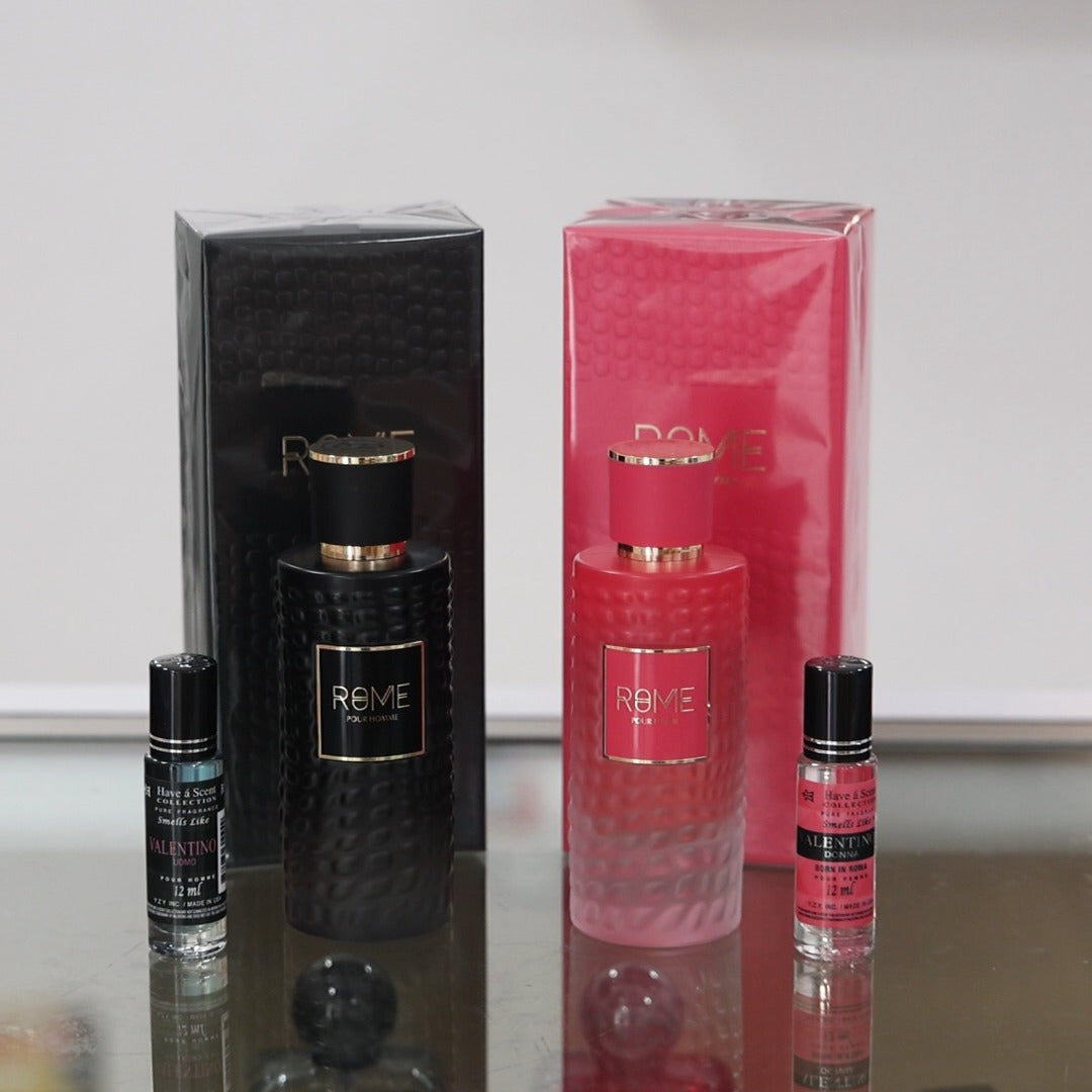 Combo Rome Mujer y Hombre 3.4 oz + Un Aceite Gratis