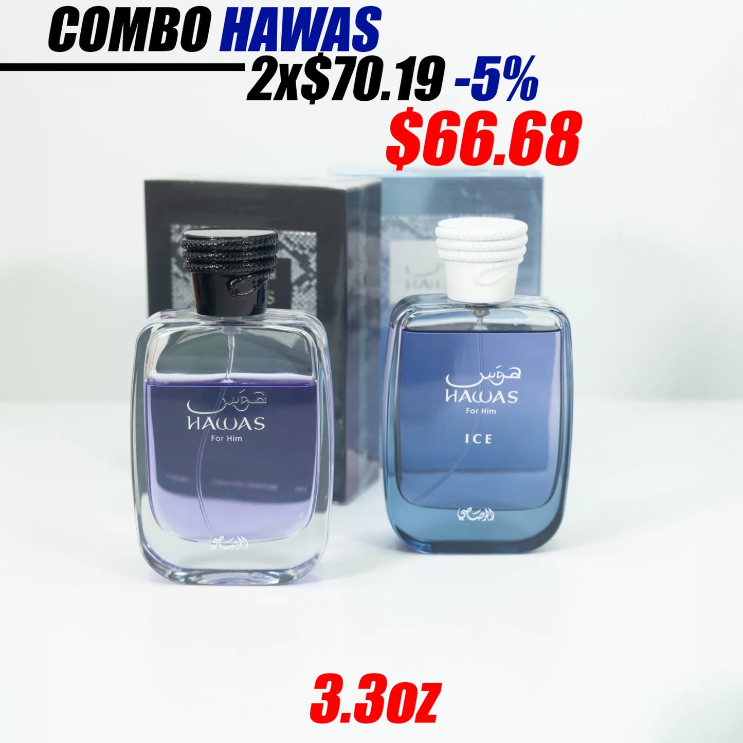 Hawas Rasasi y Ice Pour Homme 3.4oz + 5% De Descuento
