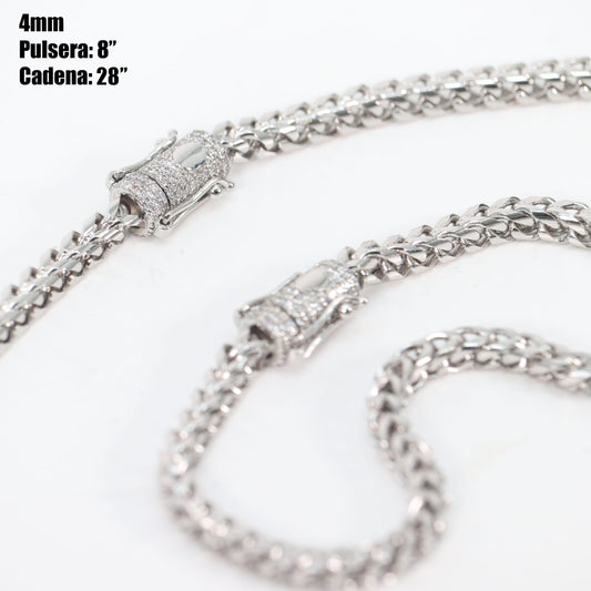 Cadena Franco Hombre 4mm Stainless Steel Silver 28”