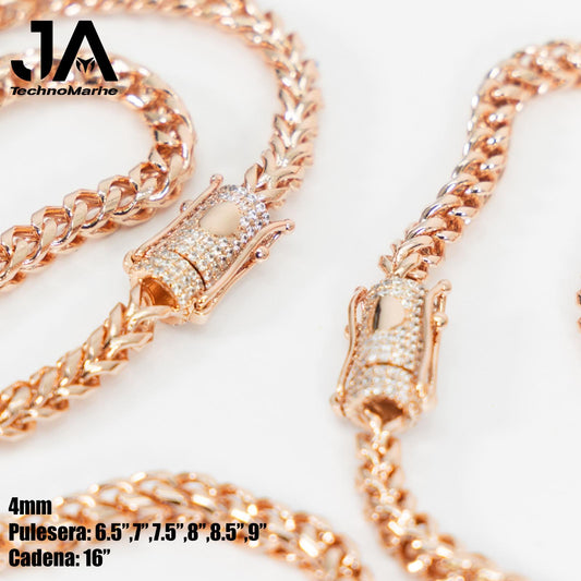 Cadena Franco hombre 4mm Stainless Steel Rose Gold 16”