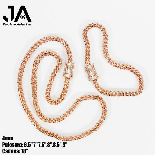 Cadena Franco hombre 4mm Stainless Steel Rose Gold 18”