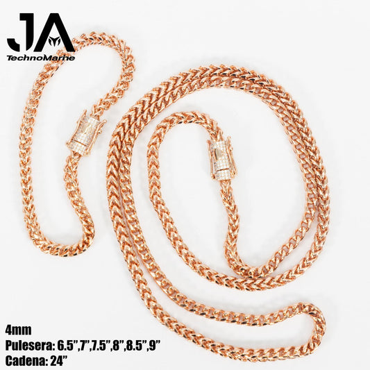 Cadena Franco hombre 4mm Stainless Steel Rose Gold 24”
