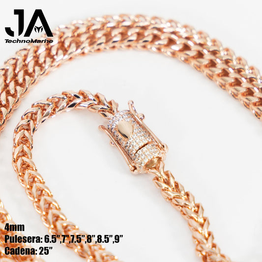 Cadena Franco hombre 4mm Stainless Steel Rose Gold 25”