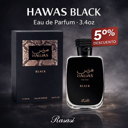 Hawas Black Eau de Parfum 3.4oz más 5 % Descuento Adicional