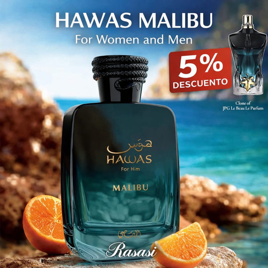 Hawas Malibu Rasasi for women and men + 5% De Descuento