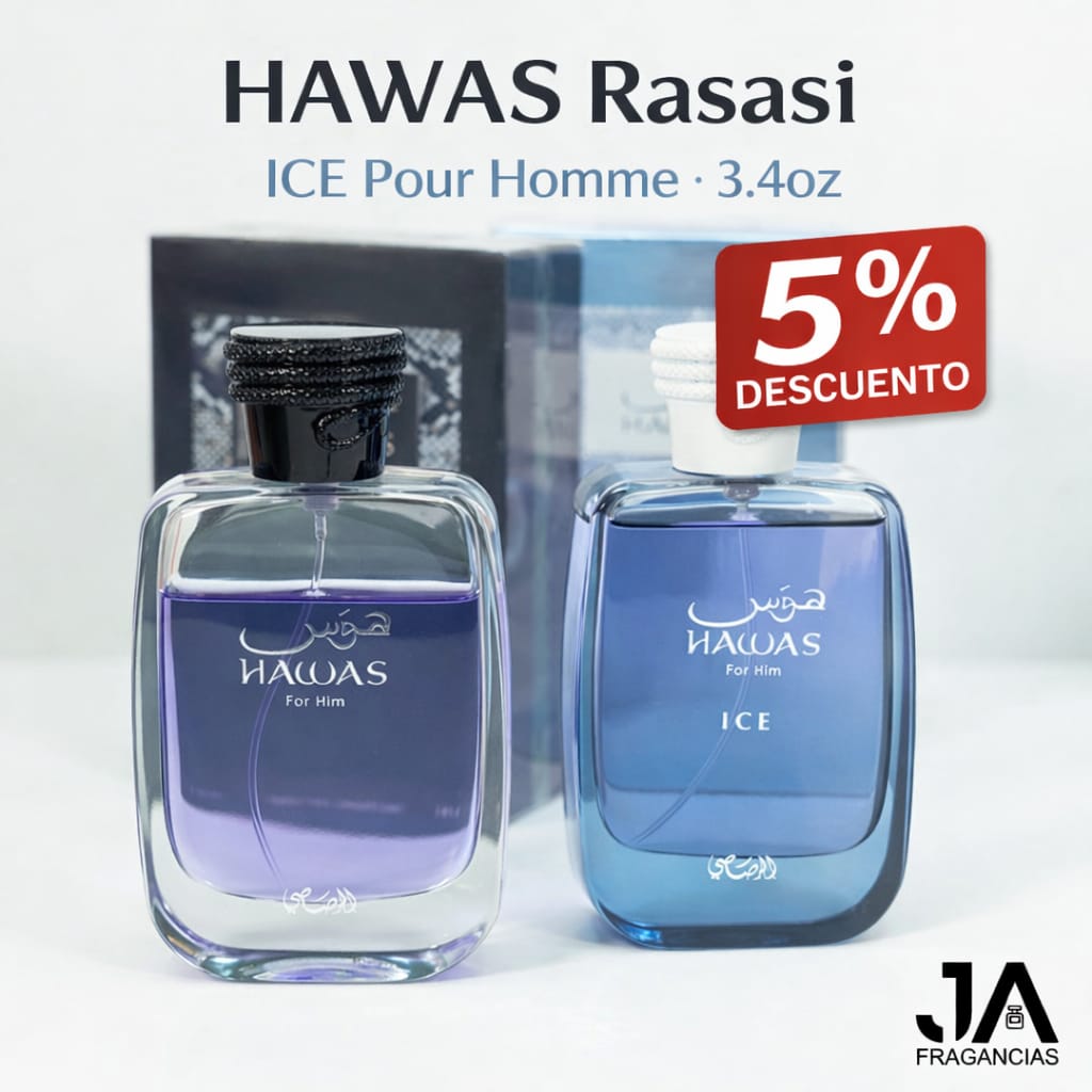 Hawas Rasasi y Ice Pour Homme 3.4oz + 5% De Descuento