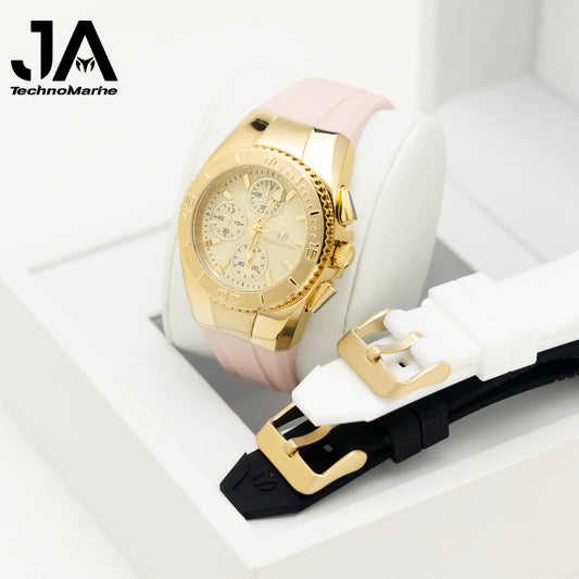 Technomarine  38 mm Cruise Chronograph Quartz Gold Dial Unisex Watch Una Pulsera Gratis +5% de Descuento Adicional