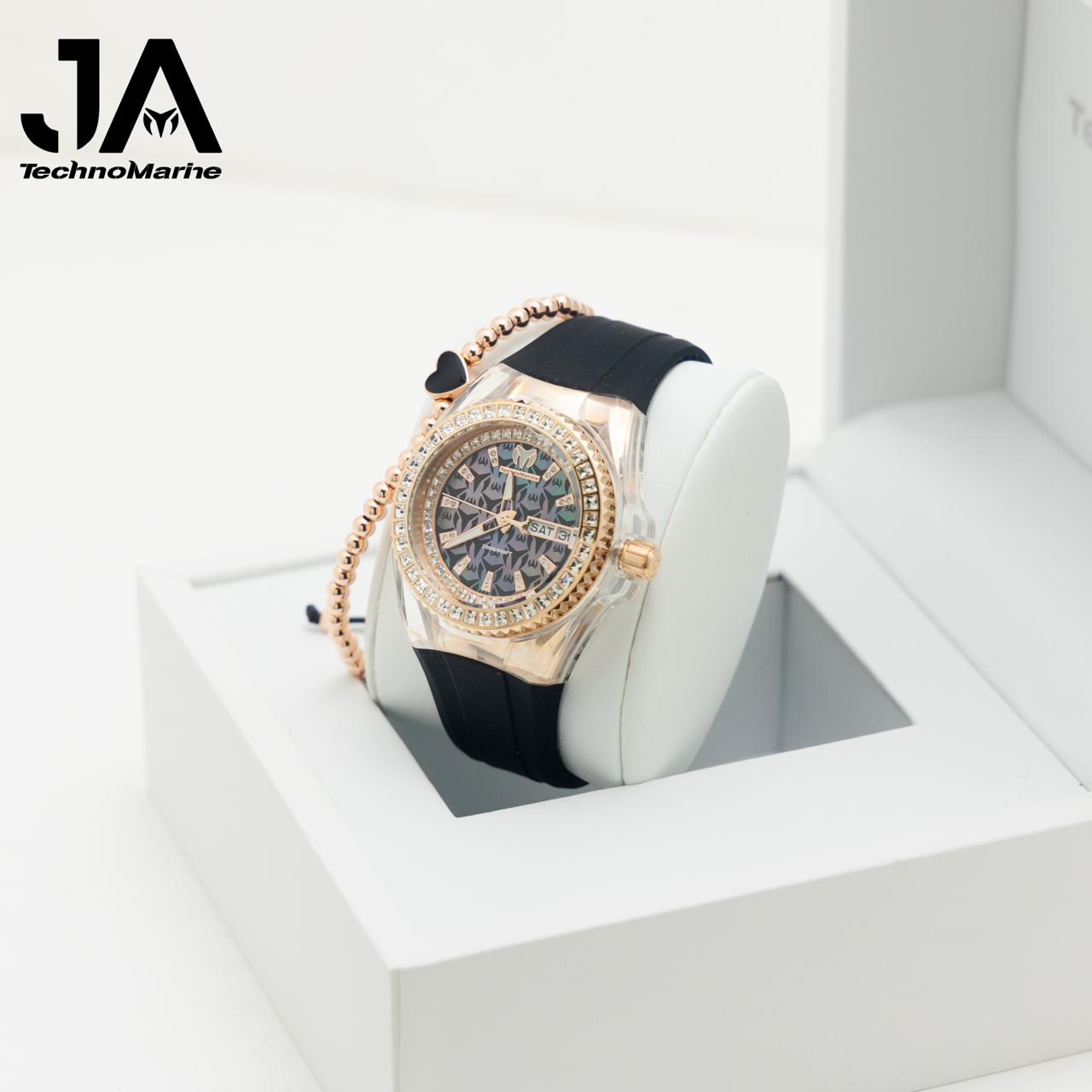 TechnoMarine Cruise Swiss Ronda 517 Caliber Women's Watch w/ Mother of Pearl Dial- 40mm, Black