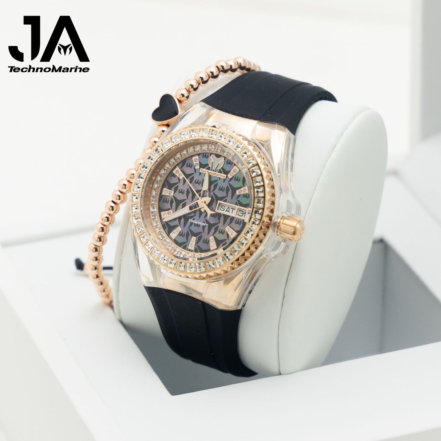 TechnoMarine Cruise Swiss Ronda 517 Caliber Women's Watch w/ Mother of Pearl Dial- 40mm, Black