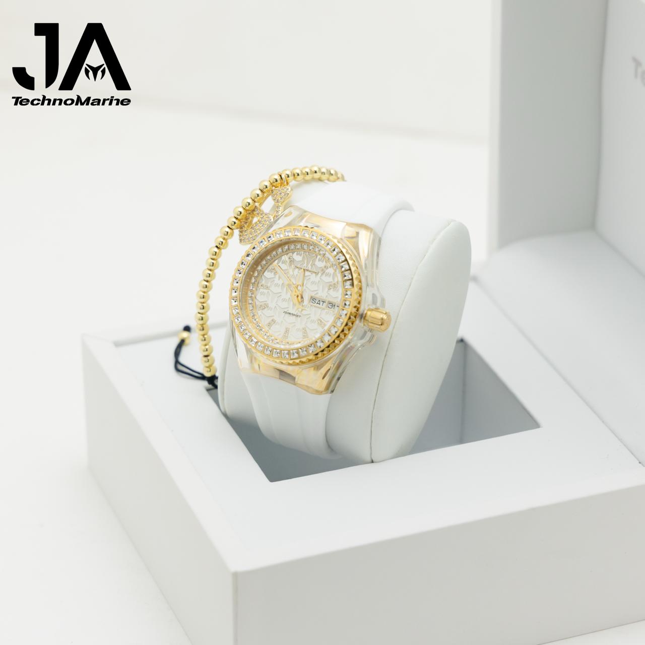 TechnoMarine Cruise Swiss Ronda 517 Caliber Women's Watch w/ Mother of Pearl Dial- 40mm, GOLD