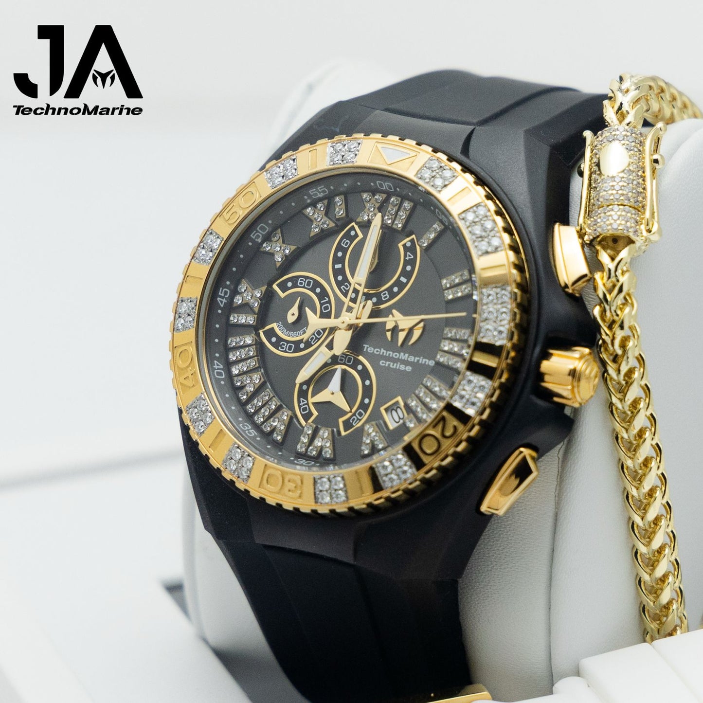 Technomarine Custom Vvs Moissanite Cruise Star Gold With Black Dial, Special Modelo 52