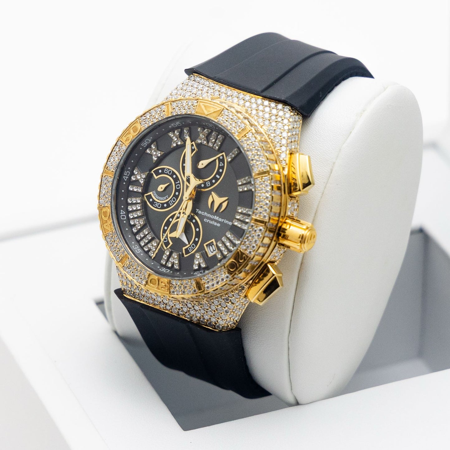 Technomarine Custom Vvs Moissanite Cruise Star gold with black dial,