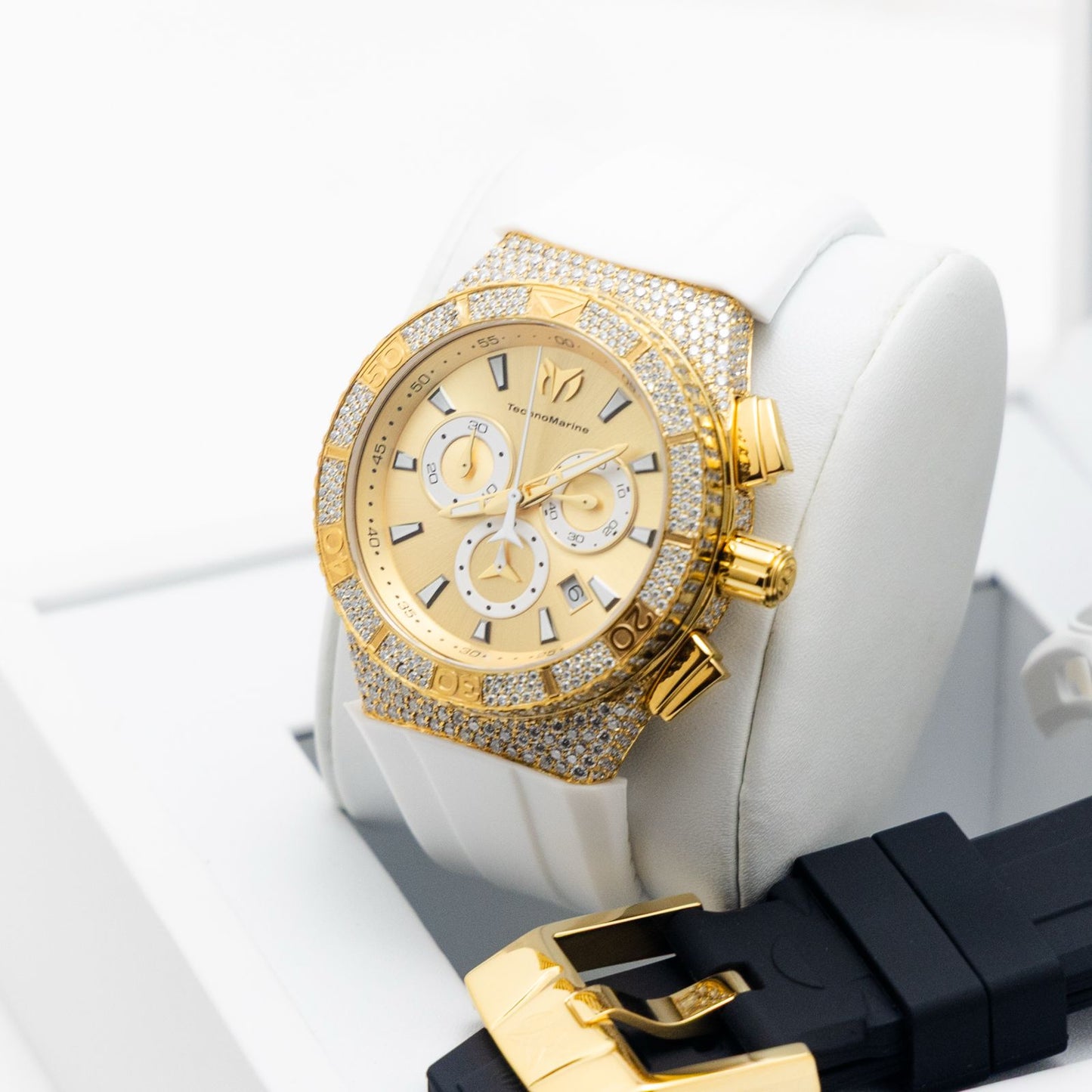 Technomarine Gold And Gold Swiss 46 MM Custom Cruise, Two Straps Two Buckle Custom