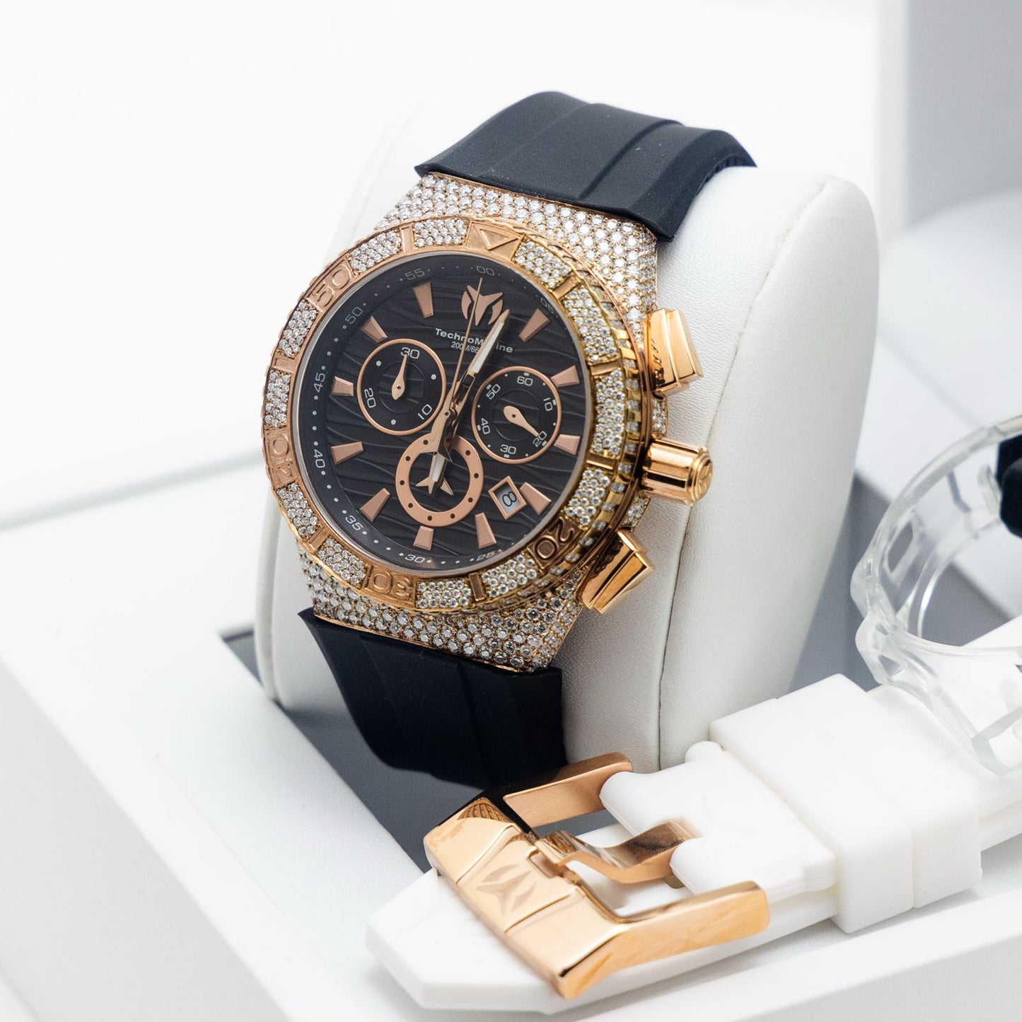 Technomarine Custom VVS1 Moissanite  Cruise Star Men's Watch - 46.65mm, Suizo Cristal de Zafiro Rose Gold