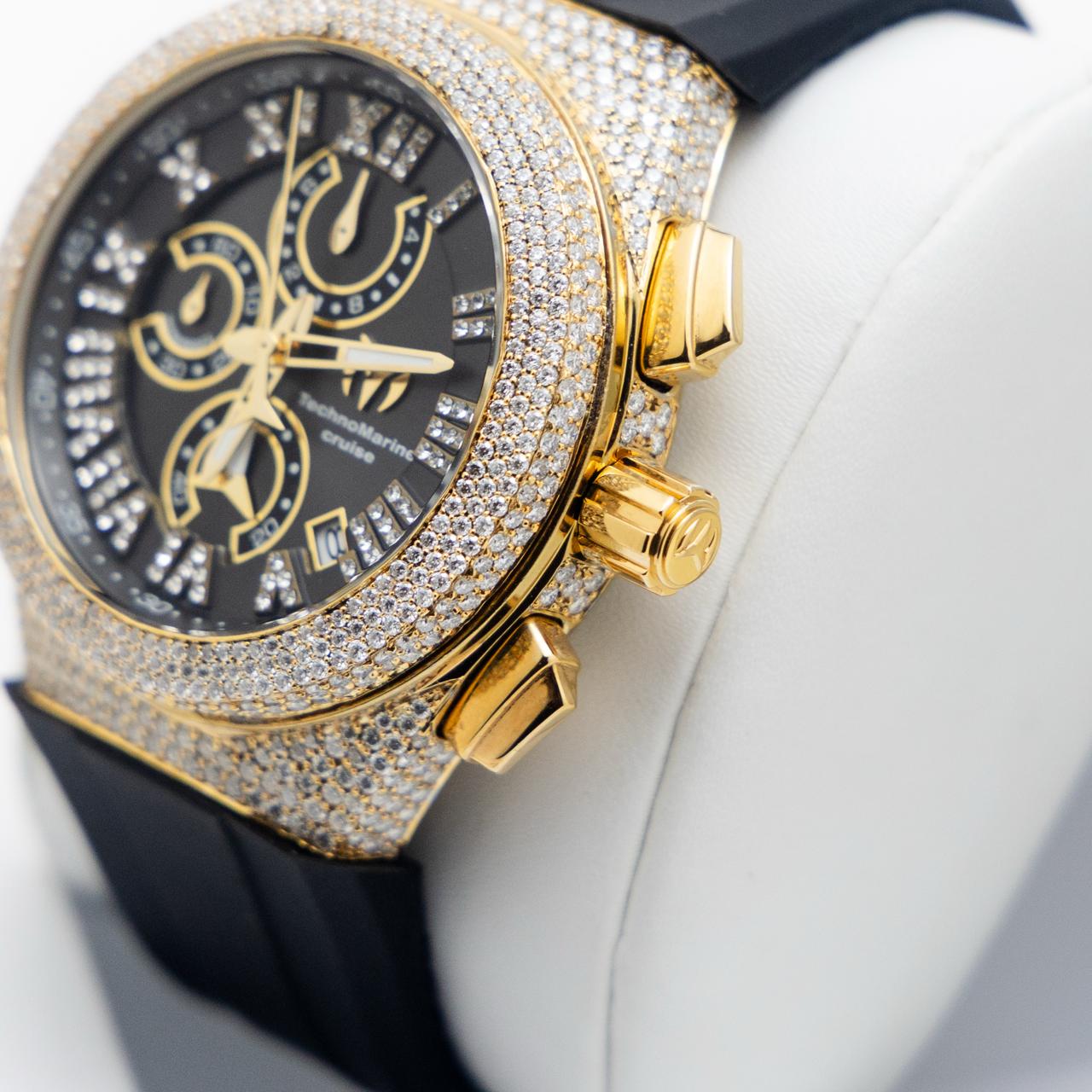 Technomarine Custom Vvs Moissanite Cruise Star gold with black dial,