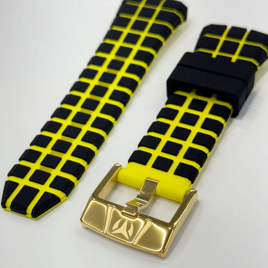 Correa hombre 44, 45 46 mm Pasador amarillo y negro