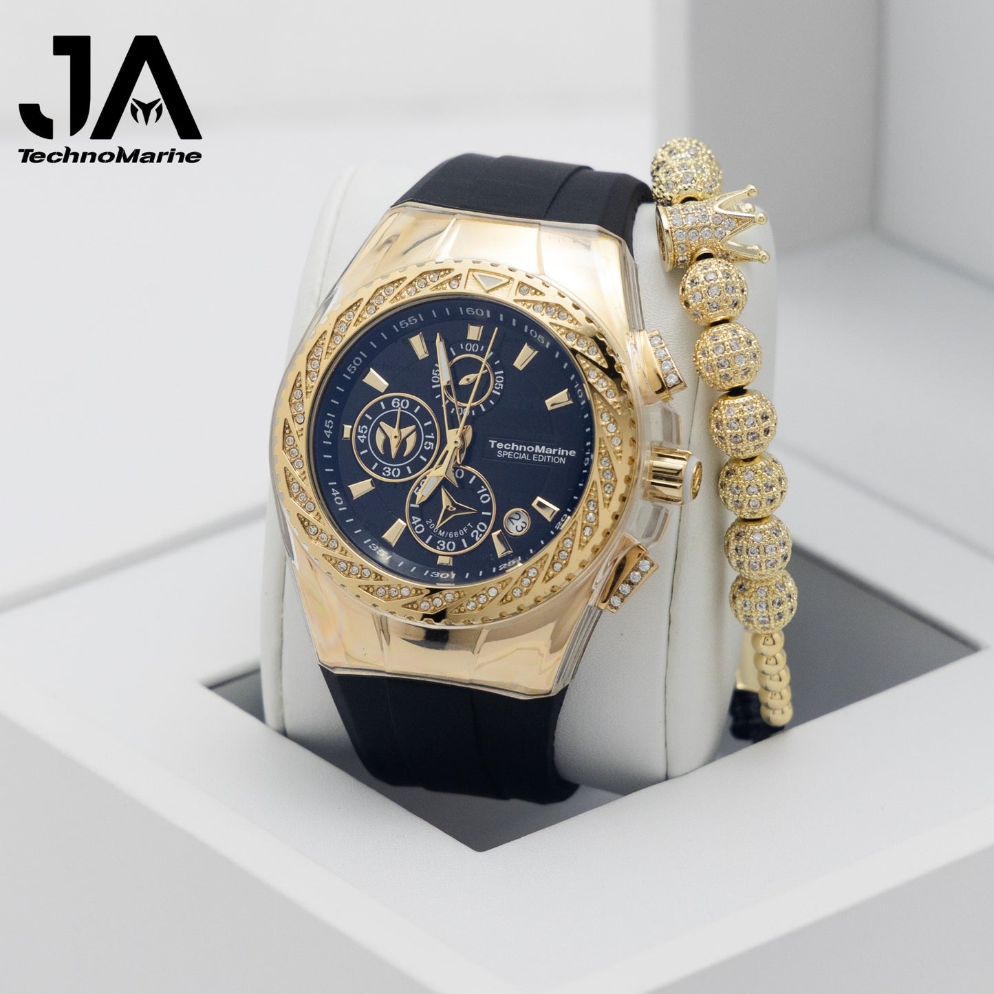 TechnoMarine Custom Cruise Glitz Men's Watch  45mm, Diamond Botones y Una Hebilla Custom