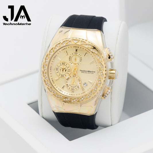 TechnoMarine Custom Cruise Glitz Men's Watch  45mm, Diamond Botones y Una Hebilla Custom