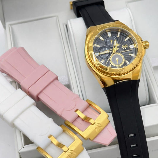 Technomarine  40mm Cruise Chronograph Quartz Gold Dial Unisex Watch Una Pulsera Gratis