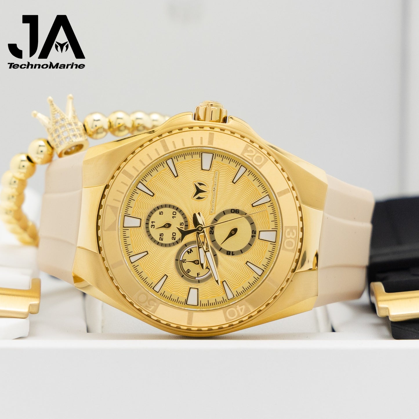 TechnoMarine Cruise California Men's Watch - 45mm, Black, White, Blue  Incluye 3 Correas, Negra, Blanca y crema