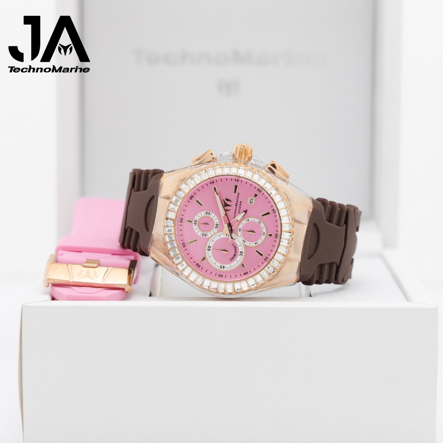 TechnoMarine Cruise Original Unisex Watch - 45mm, Pink Rose Gold  (Una Pulsera Gratis,Dos Correas marron y Rosa)