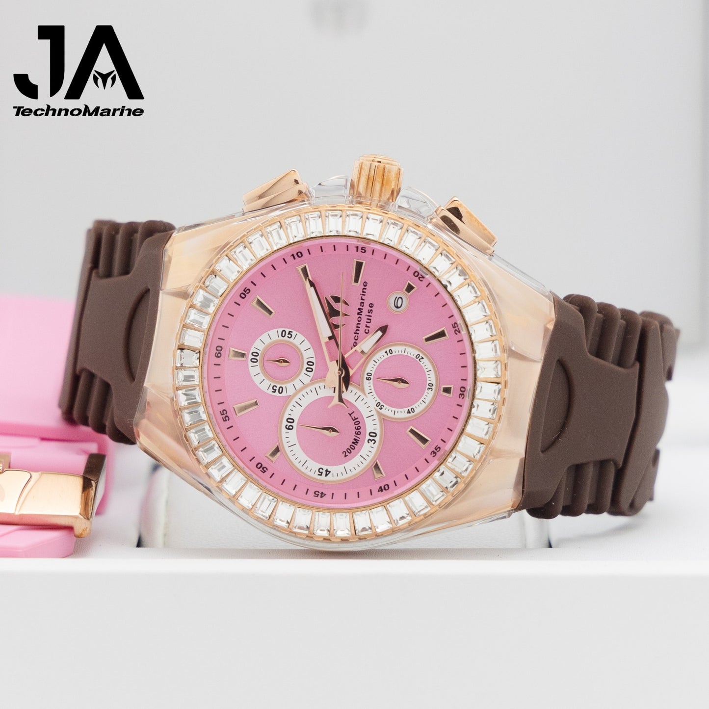 TechnoMarine Cruise Original Unisex Watch - 45mm, Pink Rose Gold  (Una Pulsera Gratis,Dos Correas marron y Rosa)