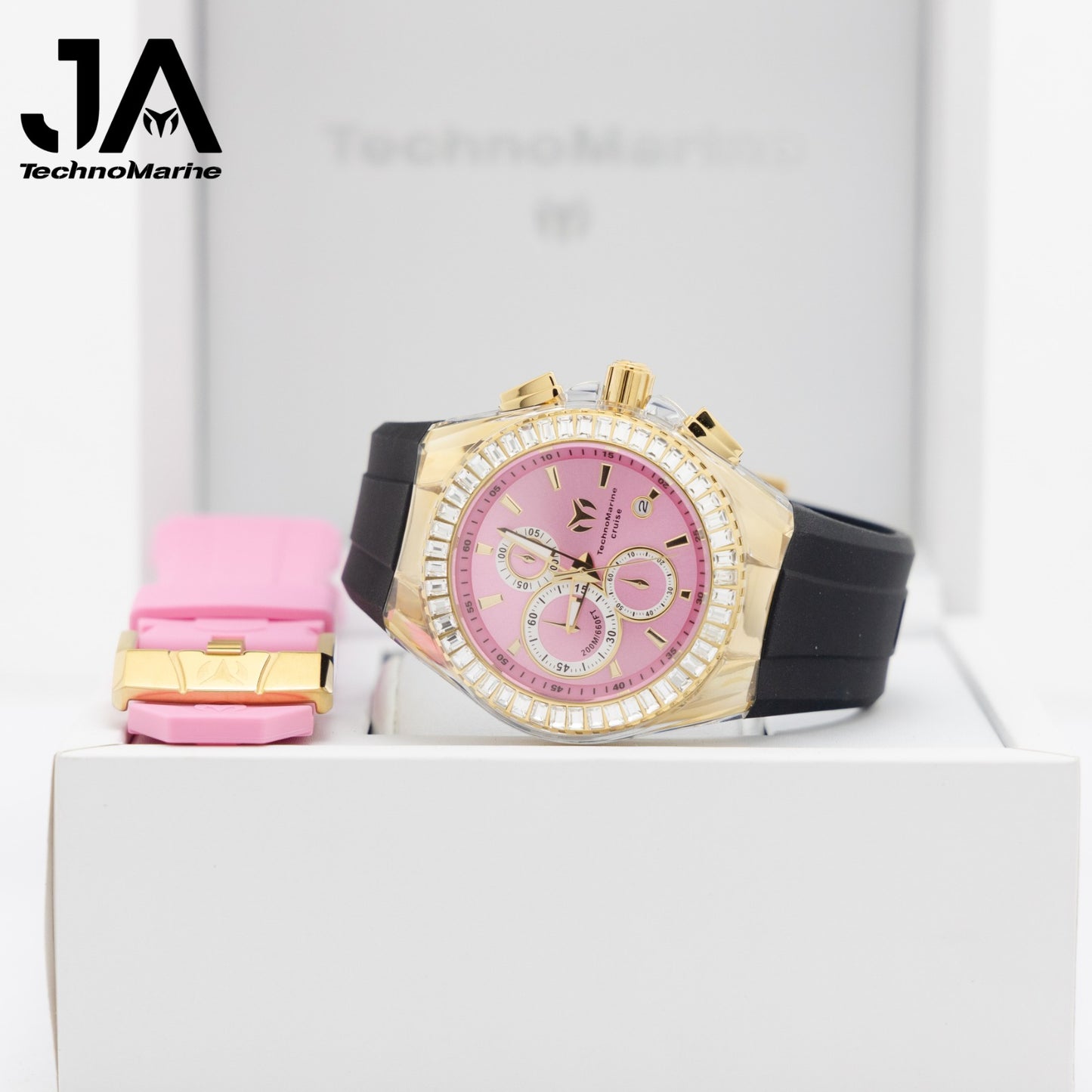 TechnoMarine Cruise Original Unisex Watch - 45mm, Pink (Una Pulsera Gratis,Dos Correas negra y Rosa)