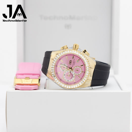 TechnoMarine Cruise Original Unisex Watch - 45mm, Pink (Una Pulsera Gratis,Dos Correas negra y Rosa)