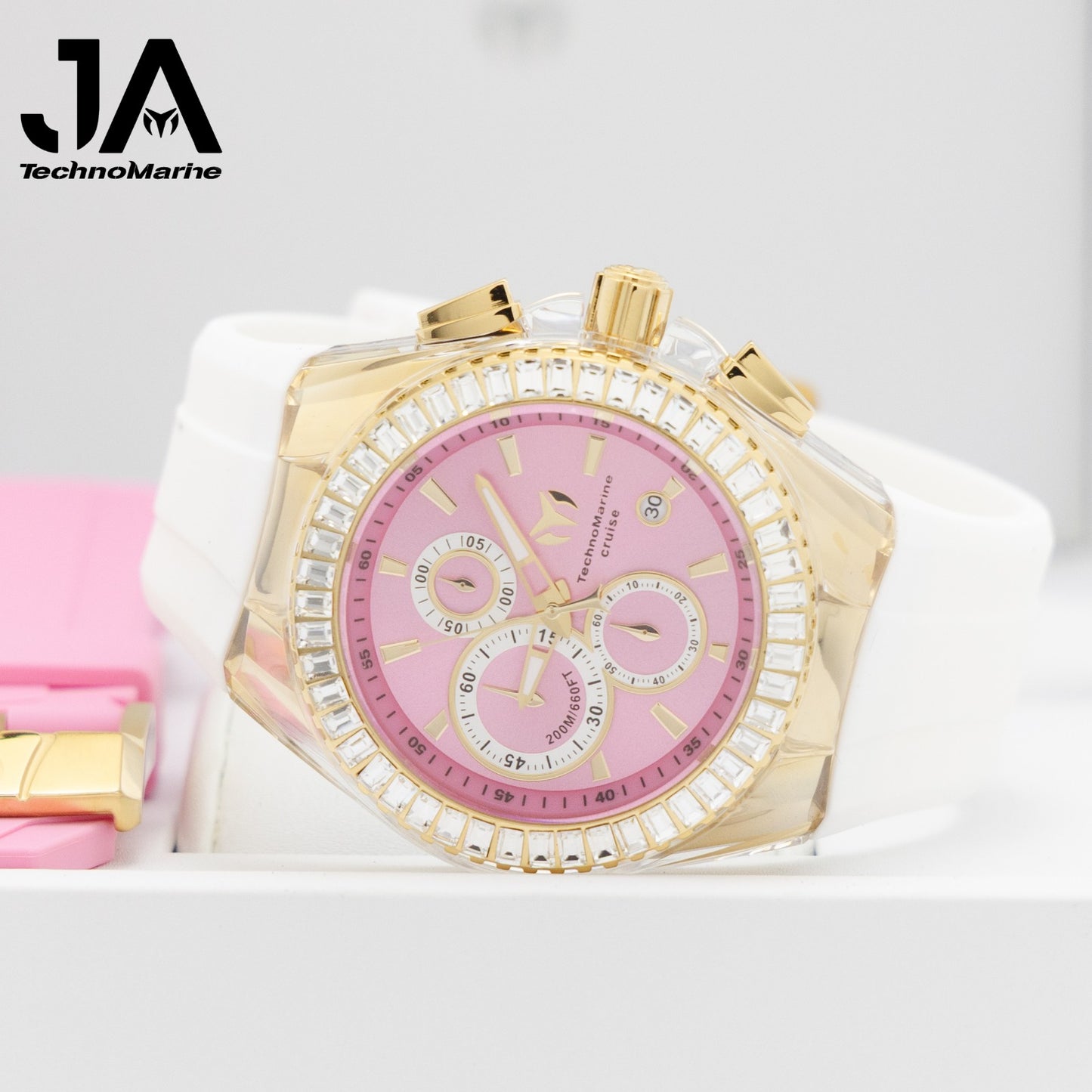 TechnoMarine Cruise Original Unisex Watch - 45mm, Pink (Una Pulsera Gratis,Dos Correas Blanca y Rosa)