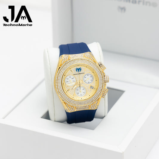 Technomarine Pave Cruise Maquina Suiza- Color Oro ,Incluye botones custom y Una hebilla custom Moissanite VVS