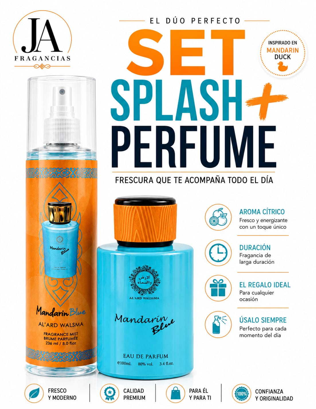 Set MANDARIN Blue 3.4oz + Aerosol + Splash 3.4 oz
