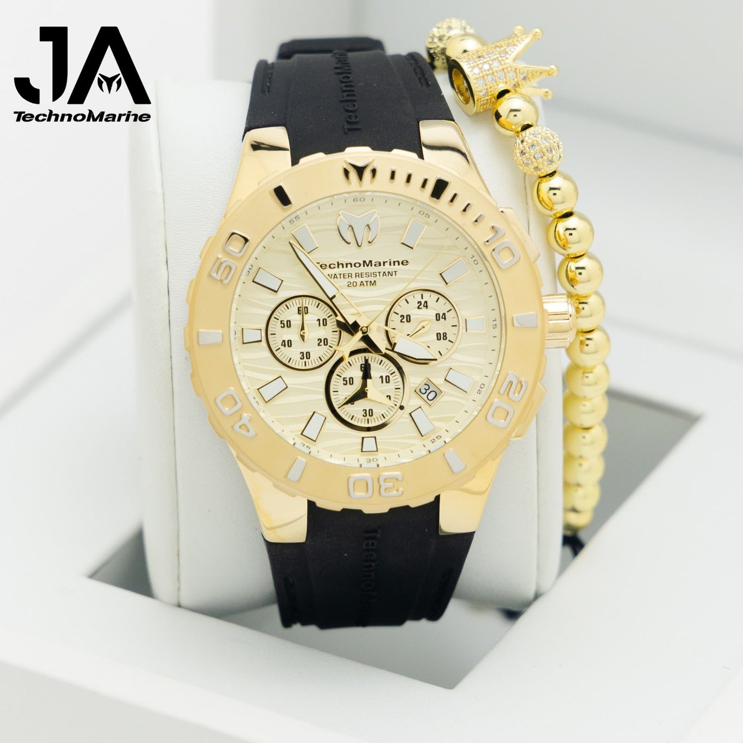 Technomarine Cruise Medusa Chronograph Gold Dial Men's Watch Incluye Pulsera Gratis
