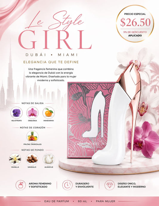 LE STYLE GIRL DUBAI TO MIAMI 2.7 OZ 5% DE DESCUENTO ADICIONAL TOTAL DESCUENTO APLICADO $18.50