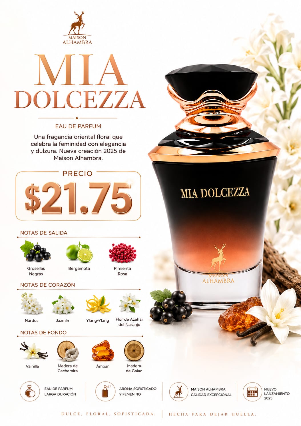 MIA DOLCEZZA MAISON ALHAMBRA 3.4 OZ 5% DE DESCUENTO ADICIONAL TOTAL DESCUENTO APLICADO $21.75