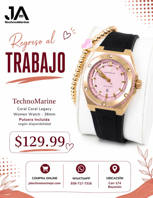 TechnoMarine Coral Coral Legacy Women Watch - 36mm Pulsera Incluida