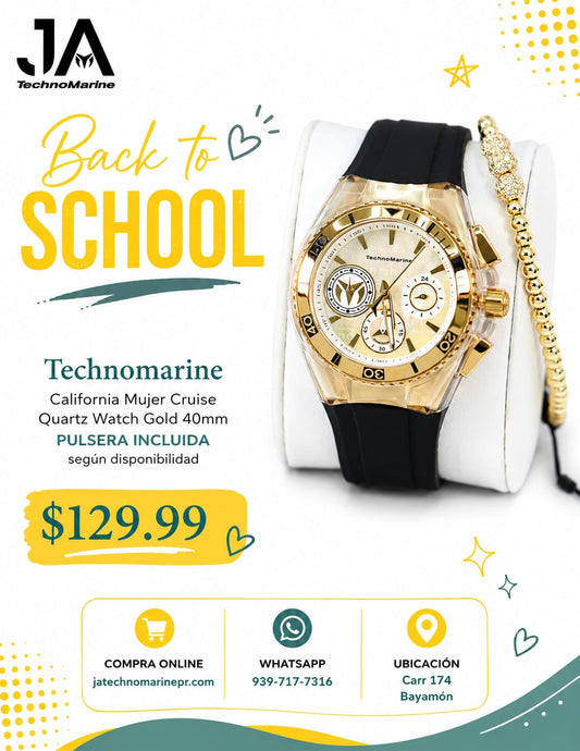 Technomarine California Mujer Cruise Quartz Watch gold 40mm PULSERA INCLUIDA