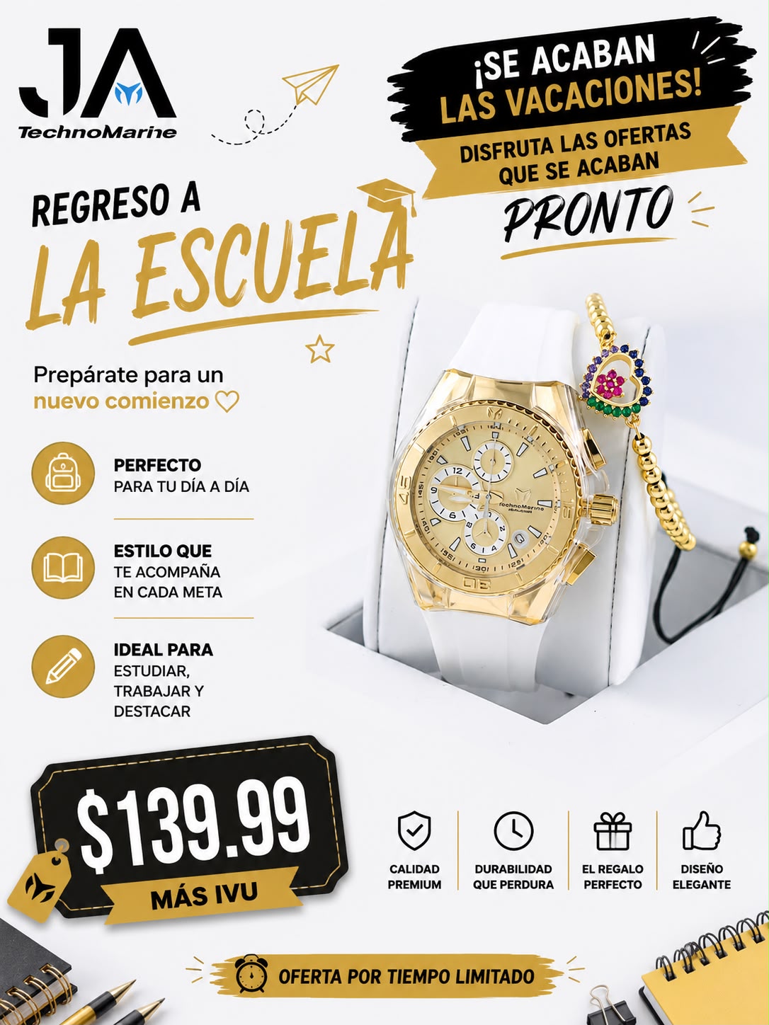 Technomarine Gold And Gold Women Cruise Star 40MM