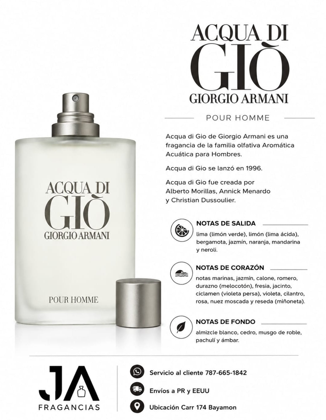 ACQUA DI GIO EAU DE TOILETTE 3.4OZ + 5 % Descuento Adicional