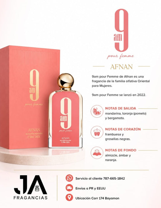 9 AM POUR FEMME AFNAN 3.4OZ 5 % Descuento Adicional