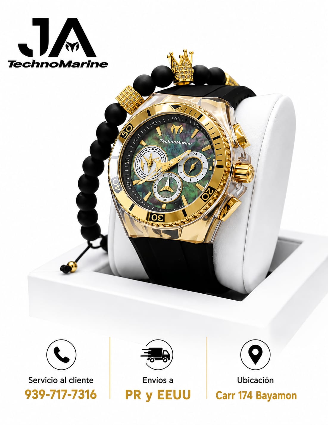 TechnoMarine Cruise California Men's Watch w/ Mother of Pearl Dial - 46.65mm, Black