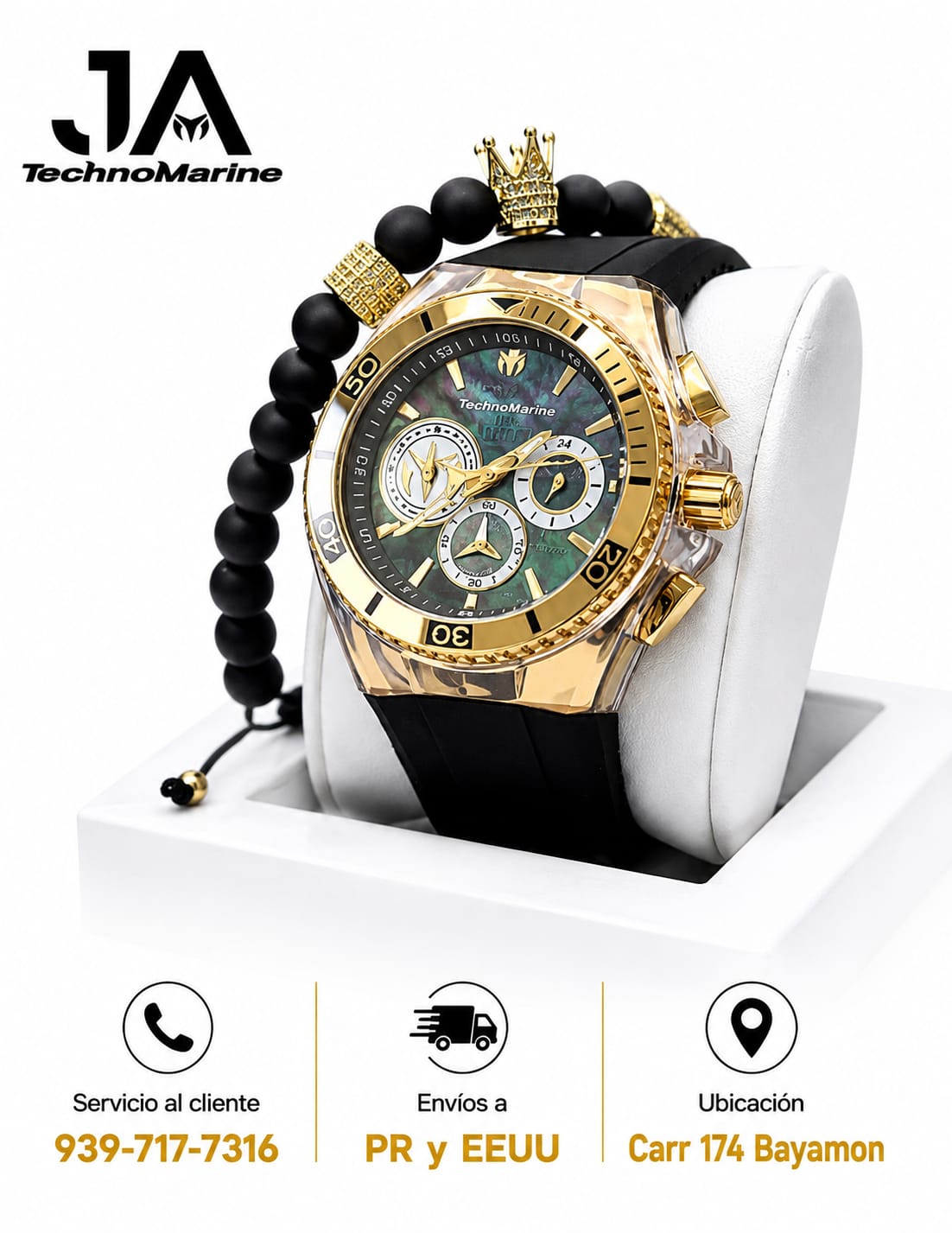 TechnoMarine Cruise California Men's Watch w/ Mother of Pearl Dial - 46.65mm, Black