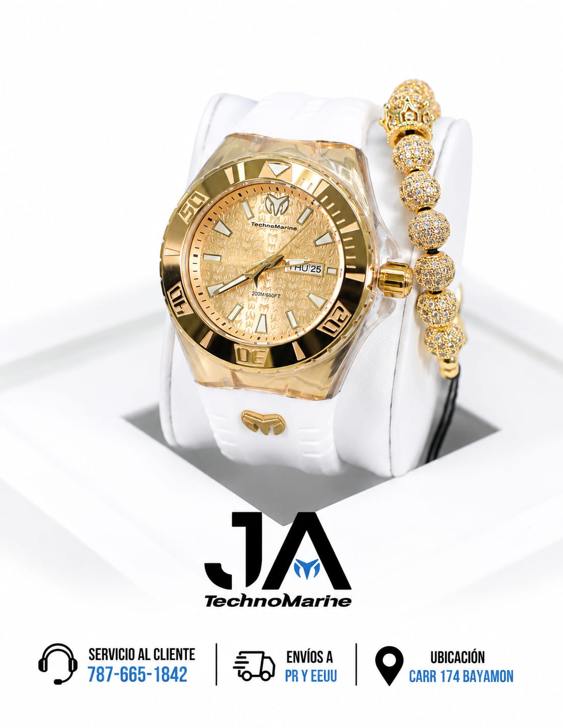 TechnoMarine Cruise Monogram Men's Watch - 47.8mm, Gold INCLUYE PULSERA