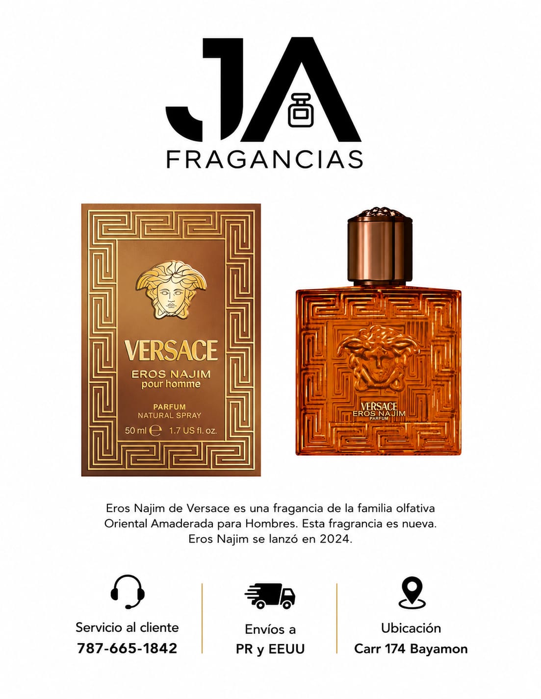 Versace Eros Najim Pour Homme Parfum 3.4OZ