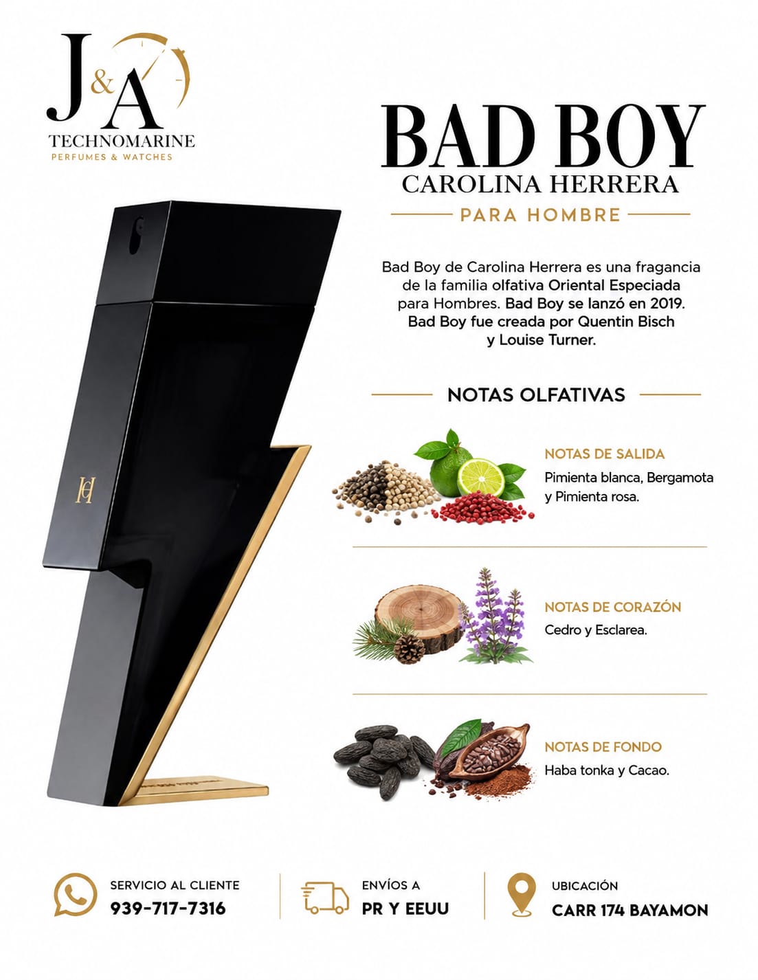 Bad boy by Carolina Herrera 3.4 Eau de Toilette  5 % Descuento Adicional