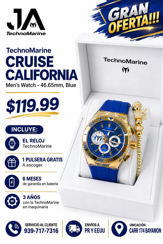 TechnoMarine Cruise California Men's Watch - 46.65mm Blue