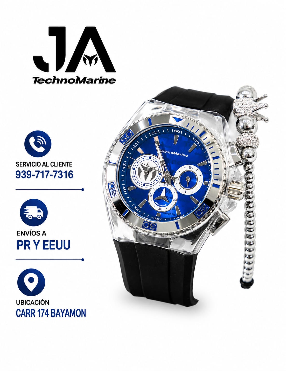 Technomarine Men's 46 MM  Cruise California Men's StainlessSteel Quartz Watch with Silicone Strap, Black