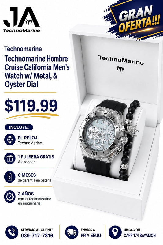 Technomarine Hombre Cruise California Men's Watch w/ Metal, & Oyster Dial 46.65mm